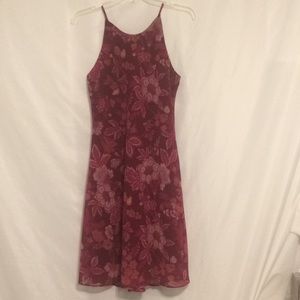 Sleeveless Burgundy Floral Dress